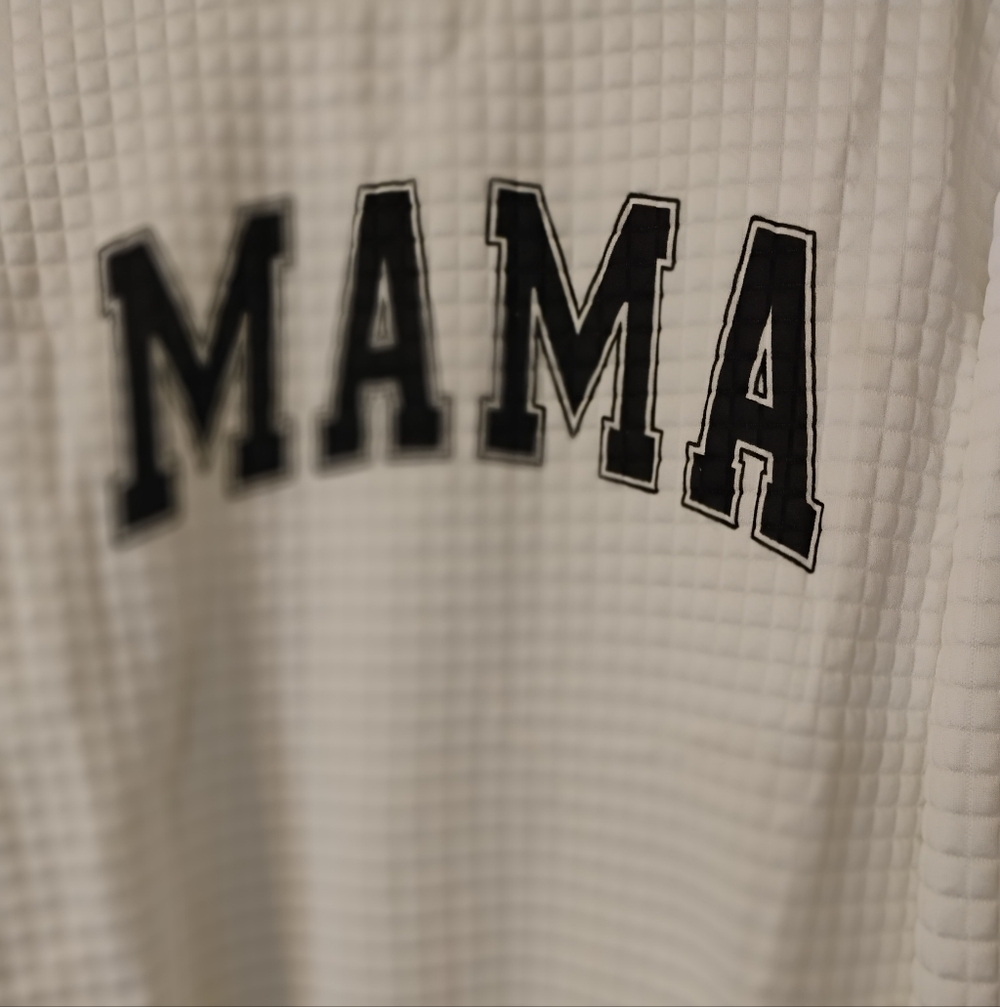 White Textured 'MAMA' Sweatshirt PTP 23 "